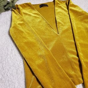 Urban Outfitters Velour Texture Deep Vneck Top